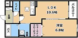 ヴェールフォンセ 1階1LDKの間取り