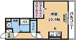 Bella vista 南草津 2階ワンルームの間取り