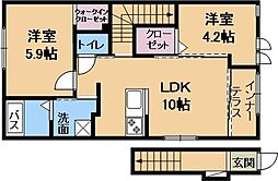 ルナ・カーサ 2階2LDKの間取り