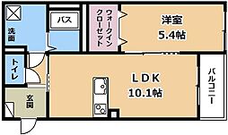 シャトー岩田 1LDKの間取図画像