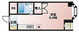 パークショアセタ ワンルームの間取図画像