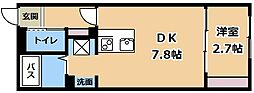 ハイラル栗東駅前 1DKの間取図画像