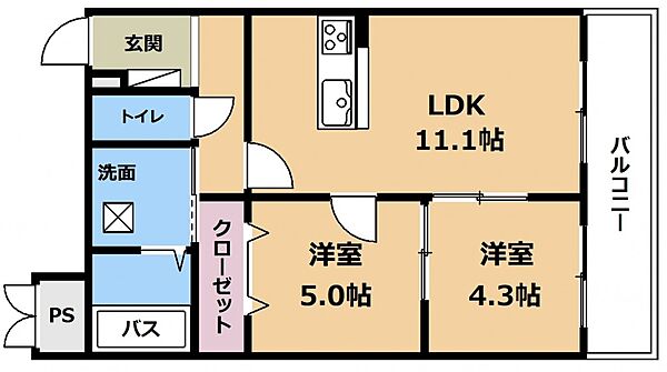 A.A.O ｜滋賀県栗東市小柿(賃貸マンション2LDK・2階・50.16㎡)の写真 その2