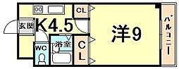 エストゥディオ甲子園口 3階1Kの間取り