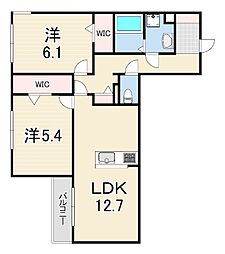 ラ・メゾン三保町 3階2LDKの間取り