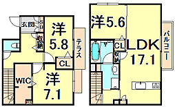 プレミアムコート甲子園 1階3LDKの間取り