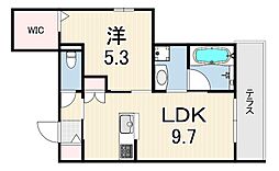 FOREST MONZENCHO EAST 1LDKの間取図画像