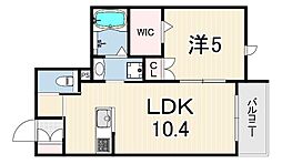HEBELGARDEN松山町 1LDKの間取図画像