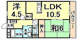 能登六番館WEST 2LDKの間取図画像