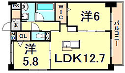 ミルト熊野 2LDKの間取図画像