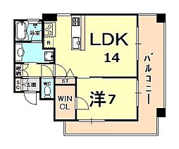 キャッスルプラザ西宮 1LDKの間取図画像