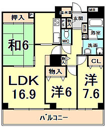 ラピタス31西宮 3LDKの間取図画像