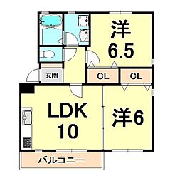 ラ・フォーレ 2LDKの間取図画像