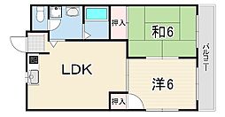 バンベールコート 2LDKの間取図画像