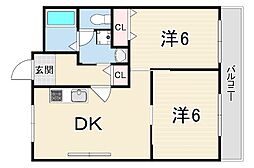ハイツヨシダ 2DKの間取図画像