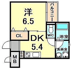 M'scourt西宮北口 1DKの間取図画像