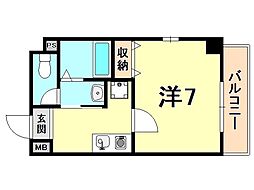 プレッツァ西宮 1Kの間取図画像