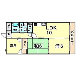 チェリーアベニュー夙川 2SLDKの間取図画像