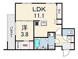 Mica Eleno 苦楽園 1LDKの間取図画像