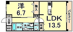 グランジェ東甲子園 1LDKの間取図画像