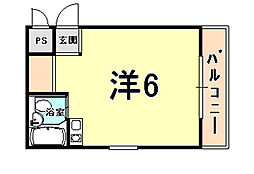 ダイドーメゾン上甲子園 ワンルームの間取図画像