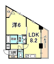 アメニティコート夙川 1LDKの間取図画像