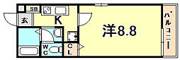 リタ・フラッツC 1Kの間取図画像