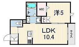 HEBELGARDEN松山町 1LDKの間取図画像