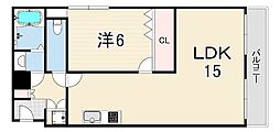 エルベコート甲陽園 1LDKの間取図画像