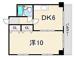 アリスト北夙川 1DKの間取図画像