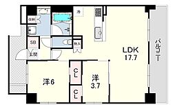プレサンスロジェ甲子園口ルミエ 2LDKの間取図画像