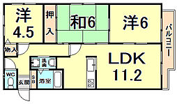 レグリス甲東園イースト 3LDKの間取図画像