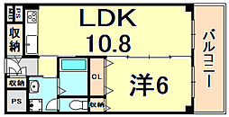 菟原ビル 1LDKの間取図画像