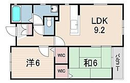 ソレアード甲東園 2LDKの間取図画像