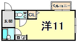 エール21 ワンルームの間取図画像