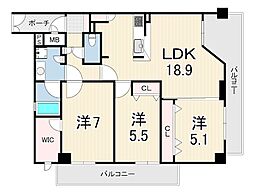 イトーピア夙川結善町 3LDKの間取図画像