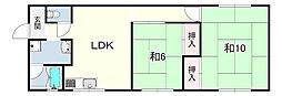 米田マンション2 2LDKの間取図画像