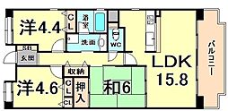 NTPRレジデンス甲子園四番町 3LDKの間取図画像