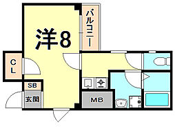 FLAT34西宮 1Kの間取図画像