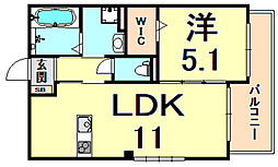 グランツ鳴尾 1LDKの間取図画像