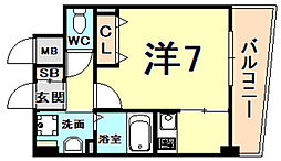URBANGREEN甲子園 1Kの間取図画像