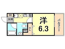 SANKOコバーハウス  ｜ 兵庫県西宮市産所町（賃貸マンション1K・6階・22.10㎡） その2