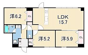 ピークI  ｜ 兵庫県西宮市老松町（賃貸マンション3LDK・3階・76.44㎡） その2