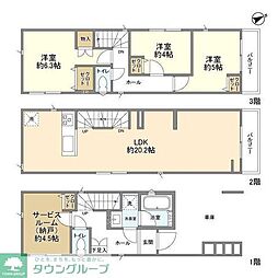JR埼京線 北戸田駅 徒歩19分の賃貸一戸建て 3SLDKの間取り