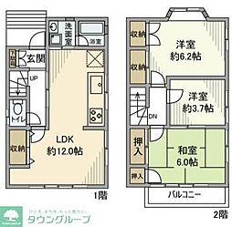 JR武蔵野線 東浦和駅 徒歩22分の賃貸一戸建て 3LDKの間取り