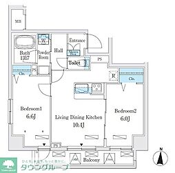 都営三田線 板橋本町駅 徒歩4分の賃貸マンション 5階2LDKの間取り