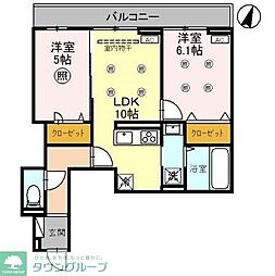 JR京浜東北・根岸線 与野駅 徒歩9分の賃貸アパート 2階2LDKの間取り