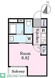 JR京浜東北・根岸線 蕨駅 徒歩10分の賃貸アパート 2階1Kの間取り