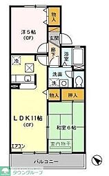 JR埼京線 与野本町駅 徒歩30分の賃貸アパート 1階2LDKの間取り