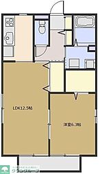 東武伊勢崎線 草加駅 徒歩30分の賃貸アパート 2階1LDKの間取り